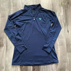 Aubrion Navy Blue 1/4 Zip Long Sleeve Equestrian Base Layer Riding Top Medium